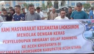 Masyarakat di Beberapa  Kecamatan Kabupaten Aceh Utara,Orasi Penolakan Imigran Gelap Rohingya. 