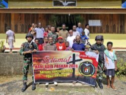 Bersama Masyarakat Pedalaman Perbatasan Satgas Pamtas Satatis RI-PNG Yonif 111/KB Rayakan Hari Paskah