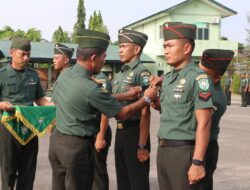 Dandim 0104/Aceh Timur Memimpin Upacara Kenaikan Pangkat 26 Prajurit Satu Tingkat Lebih Tinggi