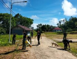 Upaya Satgas Yonif 623 Karya Bakti Bersihkan Jalan Kampung