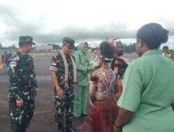 Dansatgas Pamtas Statis RI-PNG Yonif 111/KB Sambut Kedatangan Kasdam XVII/Cend Di Boven Digoel Papua Selatan
