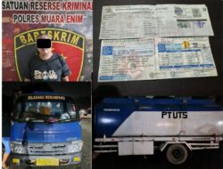 Sat Reskrim Polres Muara Enim Tangkap Tersangka Pengangkut 10.000 Liter BBM Ilegal