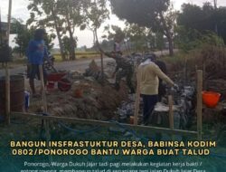 Bangun Infrastuktur Desa, Babinsa Kodim 0802/Ponorogo Bantu Warga Buat Talud