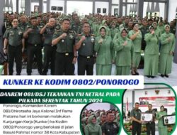 Kunker ke Kodim 0802/Ponorogo, Danrem 081/Dsj Tekankan TNI Netral Pada Pilkada Serentak Tahun 2024