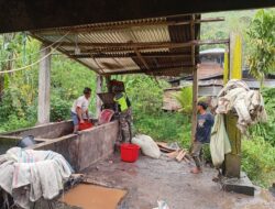 Serda Sarwoko Babinsa Koramil 08/ Silih Nara Bantu Masyarakat Giling Kopi Merah 