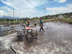 Wujud Kepedulian Babinsa, Bantu Warga Persiapkan Lahan Tanam Padi di Desa Wihni Durin