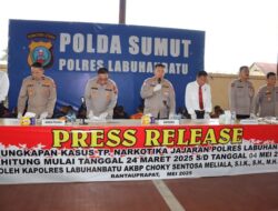 Konferensi Pers Pengungkapan Kasus Tindak Pidana Narkotika Oleh Polres Labuhanbatu