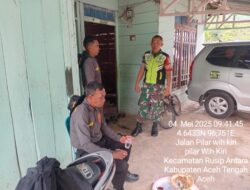 Babinsa Serda Sarwoko Gelar Komsos Bersama Linmas di Kampung Pilar Weh Kiri