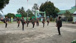 Anggota Koramil 04/PRG Apel Pagi Dilanjutkan Olahraga Bersama