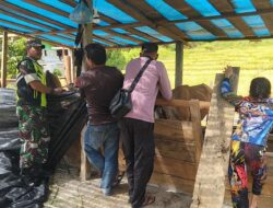 Babinsa Bersama Peternak Cek Kelayakan Kandang Sapi di Desa Kute Keramil