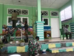 Sambut Tahun Ajaran Baru, Jajaran Babinsa Koramil 03/TG Lakukan Pembenahan Yayasan TK Kartika